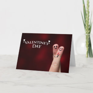 Tarjeta Festiva Feliz dedo abrazo a El día de San Valentín
