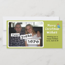 Tarjeta Festiva Feliz deseo navideño | Ave azul suave tu foto