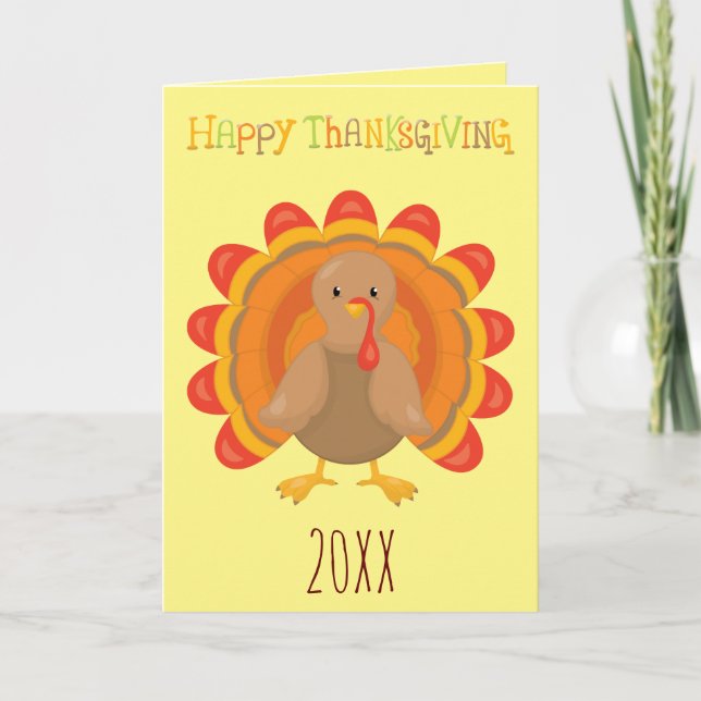 Tarjeta Festiva Feliz Día de Acción de Gracias 20XX (Anverso)