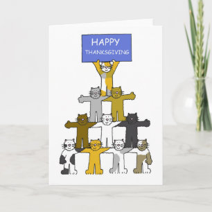 Tarjeta Festiva Feliz Día de Acción de Gracias a los gatos Persona