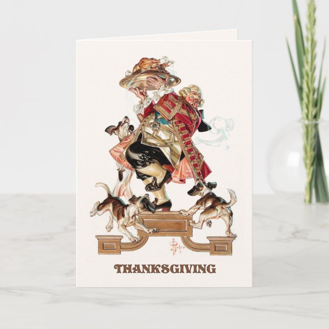 Tarjeta Festiva Feliz Día de Acción de Gracias. Arte de época humo (Anverso)