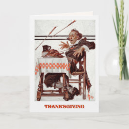 Tarjeta Festiva Feliz Día de Acción de Gracias. Arte de época humo