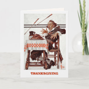 Tarjeta Festiva Feliz Día de Acción de Gracias. Arte de época humo