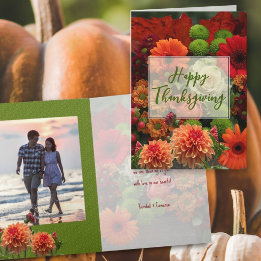 Tarjeta Festiva Feliz Día de Acción de Gracias Autumn Bouquet Phot