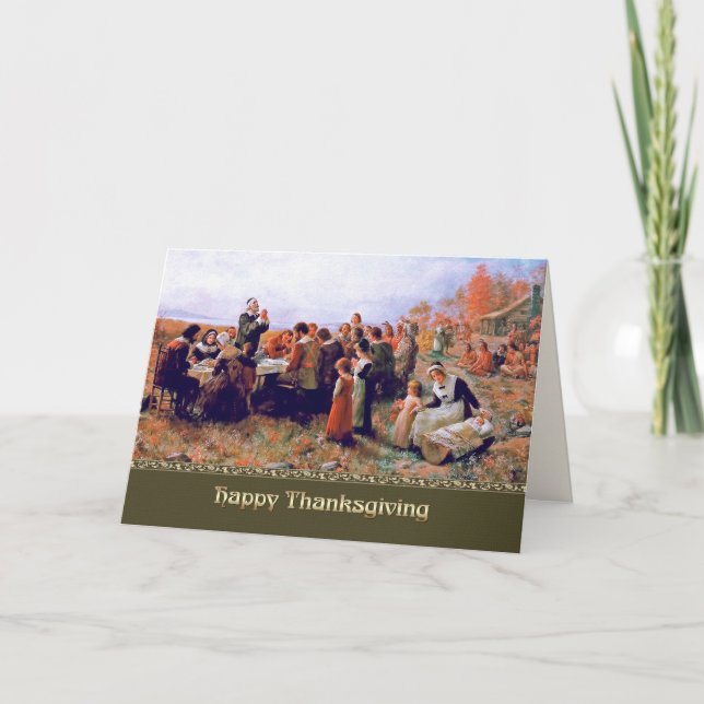 Tarjeta Festiva Feliz Día de Acción de Gracias. Bella Artes (Anverso)