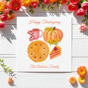 Tarjeta Festiva Feliz Día de Acción de Gracias Calabaza Naranja Ho