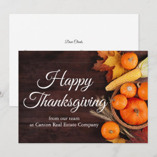 Tarjeta Festiva Feliz Día de Acción de Gracias Calabazas Empresari