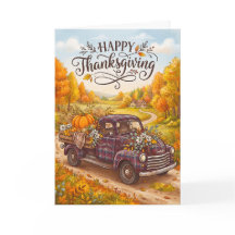 Feliz Día de Acción de Gracias Camión Vintage