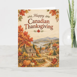 Tarjeta Festiva Feliz Día de Acción de Gracias Canadiense de Hoja 