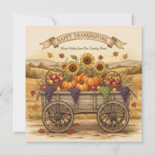 Tarjeta Festiva Feliz Día de Acción de Gracias Carro País Cosecha 