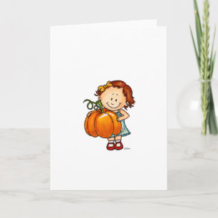 Tarjeta Festiva Feliz Día de Acción de Gracias - Chica amable con 