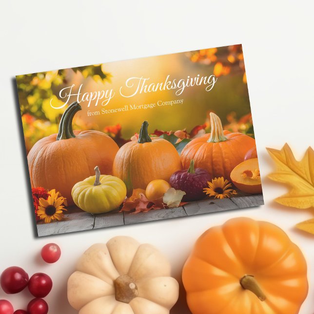 Tarjeta Festiva Feliz Día de Acción de Gracias Compañía de Calabaz (Subido por el creador)