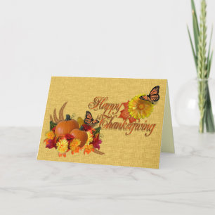 Tarjeta Festiva Feliz Día de Acción de Gracias con poema