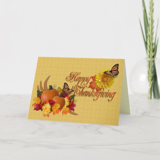 Tarjeta Festiva Feliz Día de Acción de Gracias con poema (Anverso)