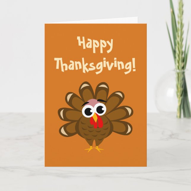 Tarjeta Festiva Feliz Día de Acción de Gracias, divertido ilustrac (Anverso)