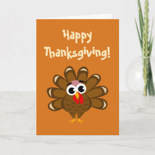 Tarjeta Festiva Feliz Día de Acción de Gracias, divertido ilustrac