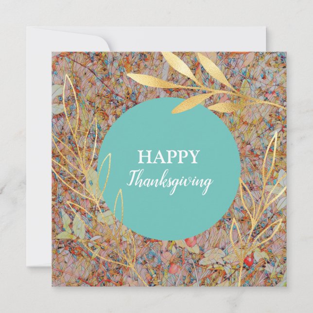 Tarjeta Festiva Feliz Día de Acción de Gracias elegante follaje de (Anverso)