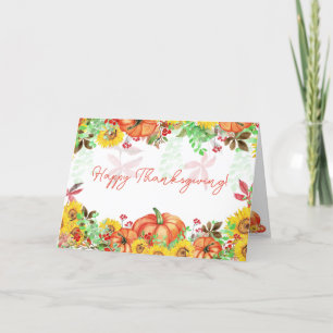 Tarjeta Festiva Feliz Día de Acción de Gracias Floral