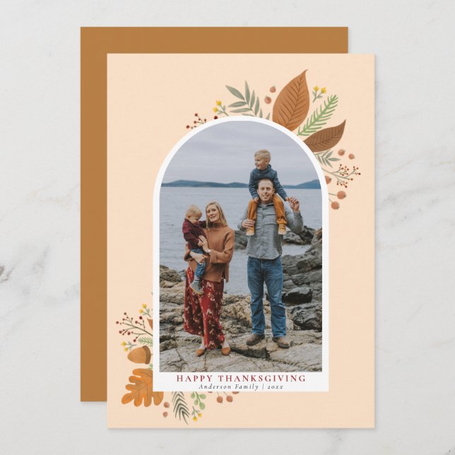 Tarjeta Festiva Feliz Día de Acción de Gracias Foliage Otoño Folia (Anverso / Reverso)