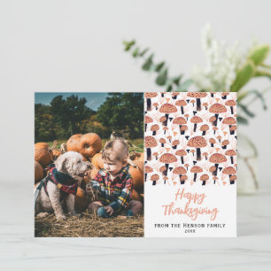 Tarjeta Festiva Feliz Día de Acción de Gracias Hongo Otoño Foto