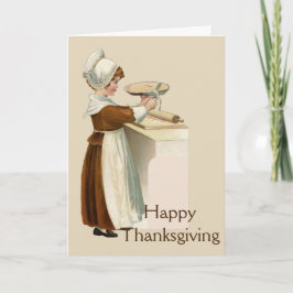 Tarjeta Festiva Feliz Día de Acción de Gracias, imagen vintage del