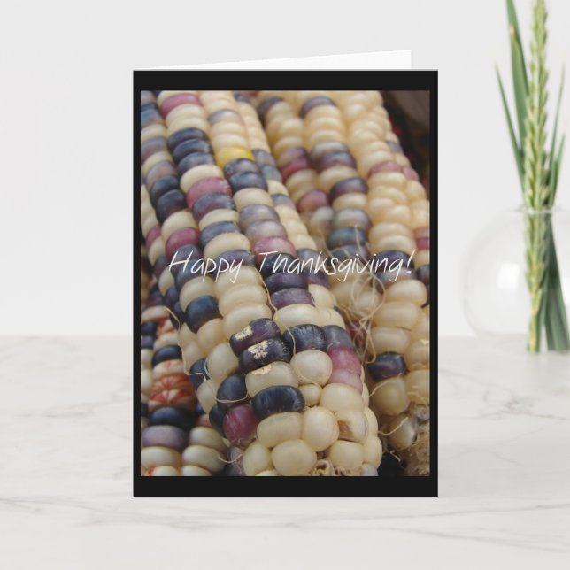 Tarjeta Festiva Feliz Día de Acción de Gracias, maíz indio (Anverso)
