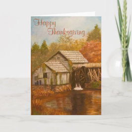 Tarjeta Festiva Feliz Día de Acción de Gracias Old Mill