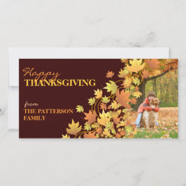 Tarjeta Festiva Feliz Día de Acción de Gracias otoño deja un salud