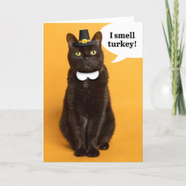 Tarjeta Festiva Feliz Día de Acción de Gracias para cualquier gato