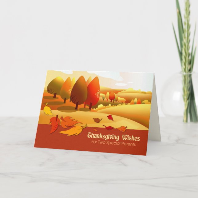 Tarjeta Festiva Feliz Día de Acción de Gracias para los padres. Es (Anverso)