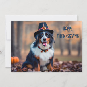 Tarjeta Festiva Feliz Día de Acción de Gracias Perro de Montaña Be