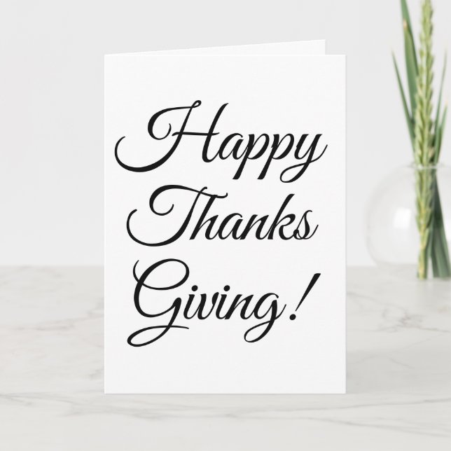 Tarjeta Festiva Feliz Día de Acción de Gracias personalizado negro (Anverso)