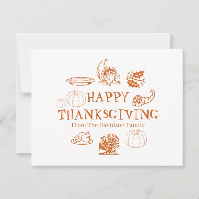 Tarjeta Festiva Feliz Día de Acción de Gracias personalizado nombr (Anverso)