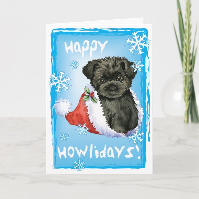 Tarjeta Festiva Feliz Día de Afelidia Affenpinscher (Anverso)