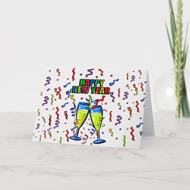 Tarjeta Festiva Feliz Día de Año Nuevo (Anverso)