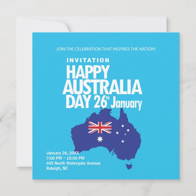 Tarjeta Festiva Feliz Día de Australia 26 de enero moderno (Anverso)