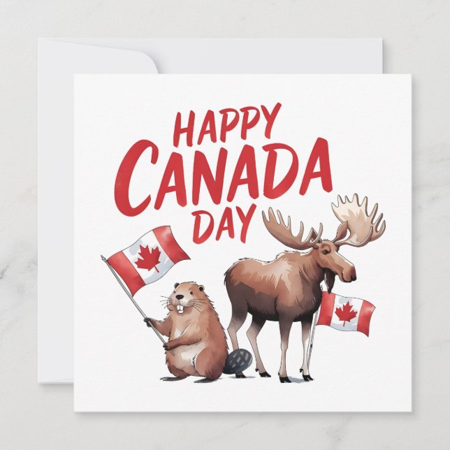 Tarjeta Festiva Feliz Día de Canadá (Anverso)