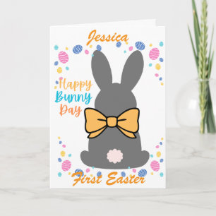 Tarjeta Festiva Feliz día de conejito personalizado primer Pascua