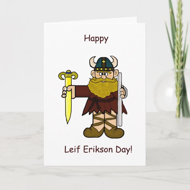 Tarjeta Festiva Feliz Día de Erikson de Leif (Anverso)