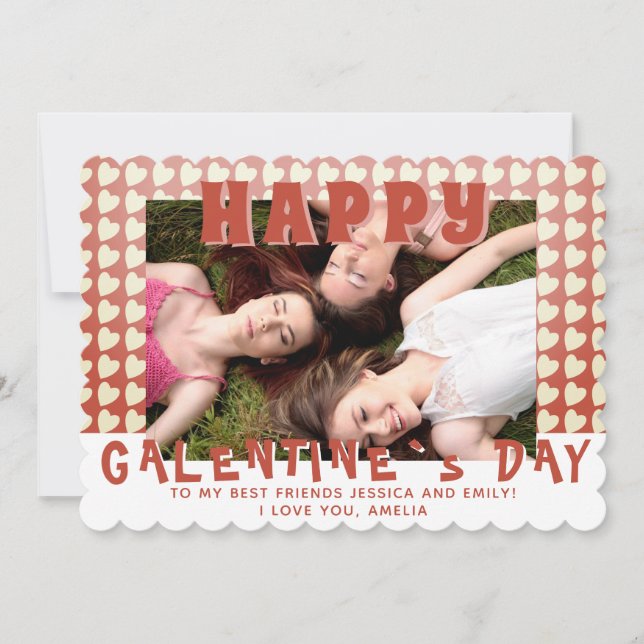 Tarjeta Festiva Feliz Día de Galentine, amigo de fotos (Anverso)