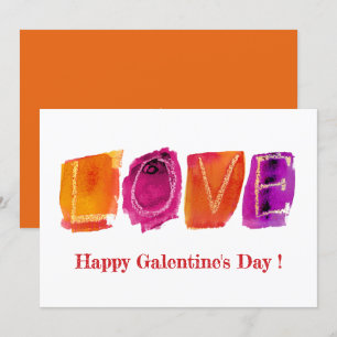 Tarjeta Festiva Feliz Día de Galentine  'AMOR' Acuarela moderna