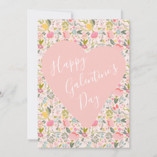 Tarjeta Festiva Feliz Día de Galentine corazón floral giratorio ro