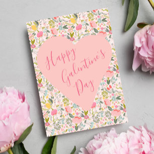 Tarjeta Festiva Feliz Día de Galentine corazón floral giratorio ro