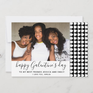 Tarjeta Festiva Feliz día de Galentine Corazón Negro Foto Amiga