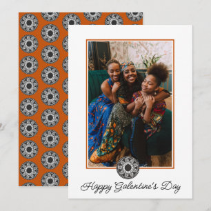 Tarjeta Festiva Feliz Día de Galentine, patrón africano de fotos