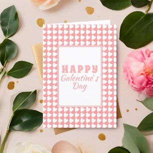 Tarjeta Festiva Feliz día de Galentine rosa patrón de corazón