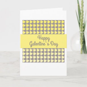 Tarjeta Festiva Feliz día de Galentine`s Amarillo Gris Patrón de C