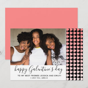 Tarjeta Festiva Feliz día de Galentine`s Rosa Corazón Foto Amiga