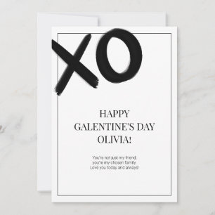 Tarjeta Festiva Feliz Día de Galentine XOXO Moderno blanco y negro