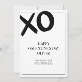 Tarjeta Festiva Feliz Día de Galentine XOXO Moderno blanco y negro